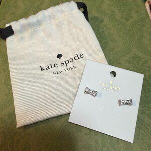 KATE SPADE Ready Set Bow Pave Stud Earring Silver